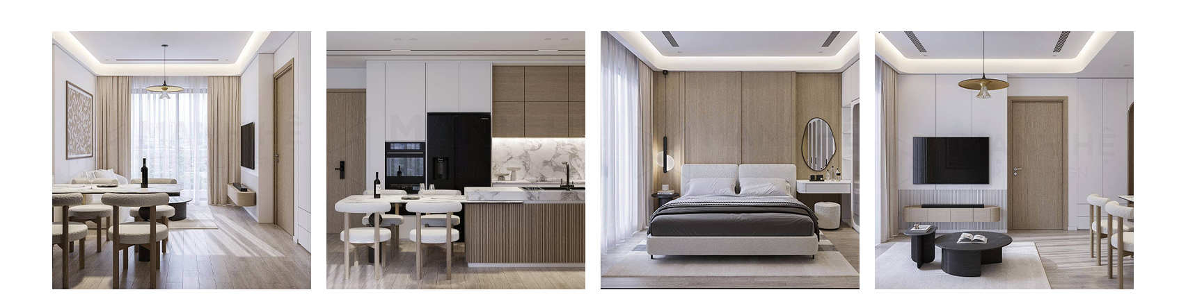 Phối cảnh căn hộ 1 phòng ngủ mẫu LUMIÈRE Series